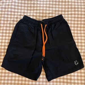 Black Shorts with Orange Drawstring